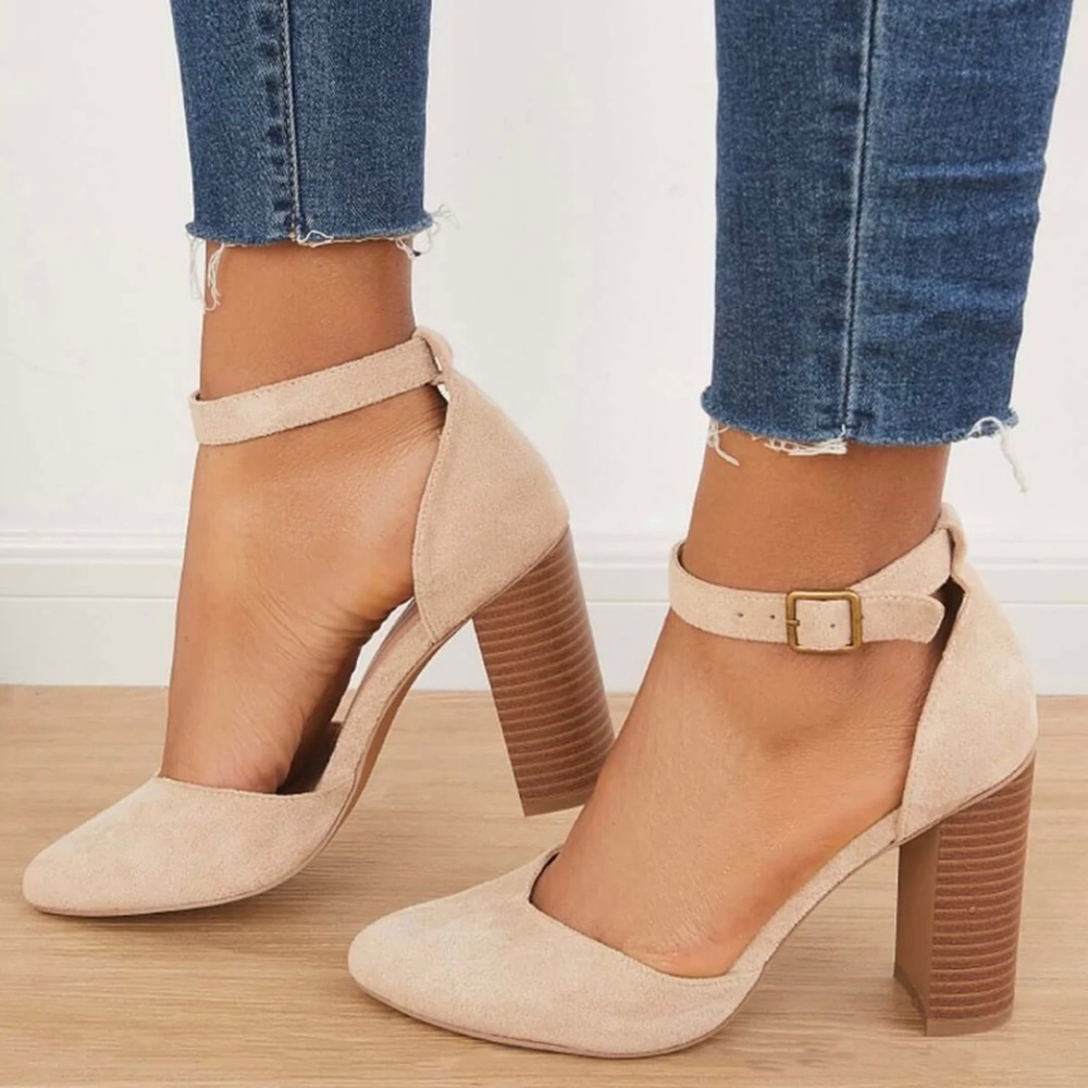 Nude Block Heels